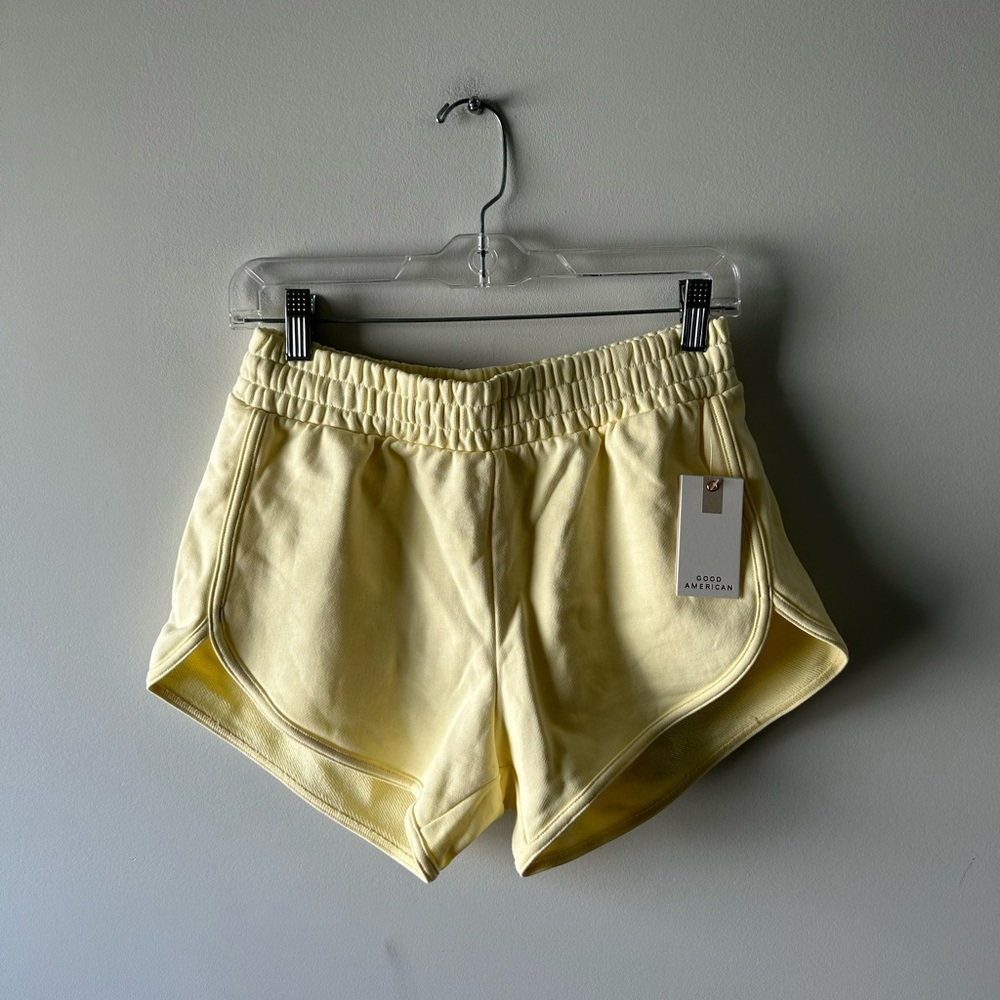 Good American yellow 100% cotton sweat shorts